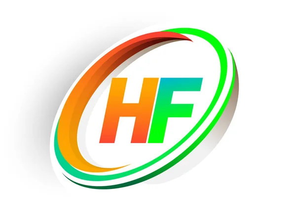 Initial Bokstav Logotyp Företagsnamn Färgad Orange Och Grön Cirkel Och — Stock vektor