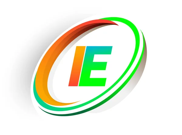 Letra Inicial Del Logotipo Nombre Empresa Color Naranja Verde Círculo — Archivo Imágenes Vectoriales