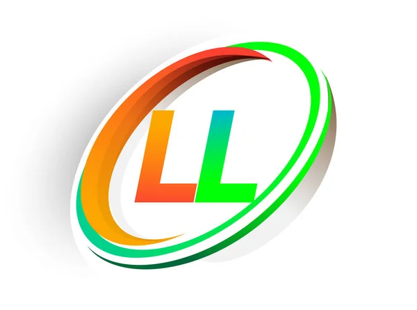 Початкова Літера Logotype Назва Компанії Кольорове Оранжеве Зелене Коло Дизайн — стоковий вектор