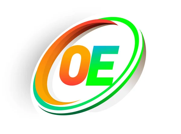 Letra Inicial Nome Empresa Logotipo Colorido Laranja Círculo Verde Design —  Vetores de Stock