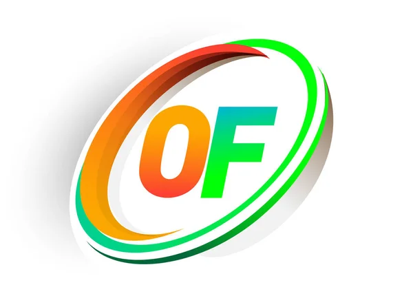 ロゴタイプ会社の名前の最初の文字色のオレンジと緑の円とスウッシュデザイン 現代のロゴコンセプト ビジネスと会社のアイデンティティのためのベクトルロゴ — ストックベクタ