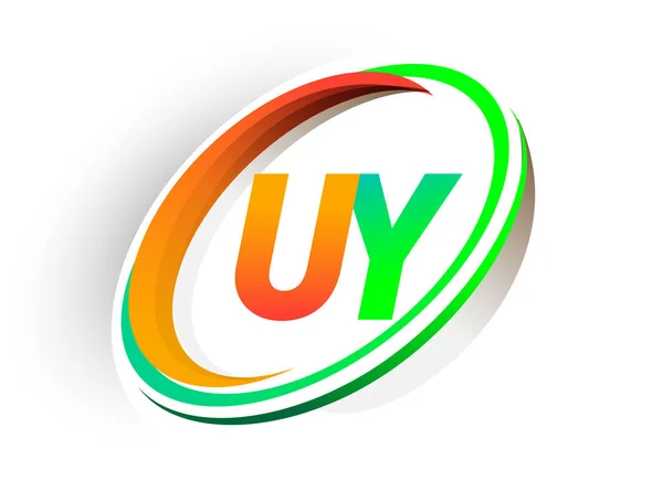 Letra Inicial Nombre Compañía Del Logotipo Color Naranja Verde Círculo — Archivo Imágenes Vectoriales