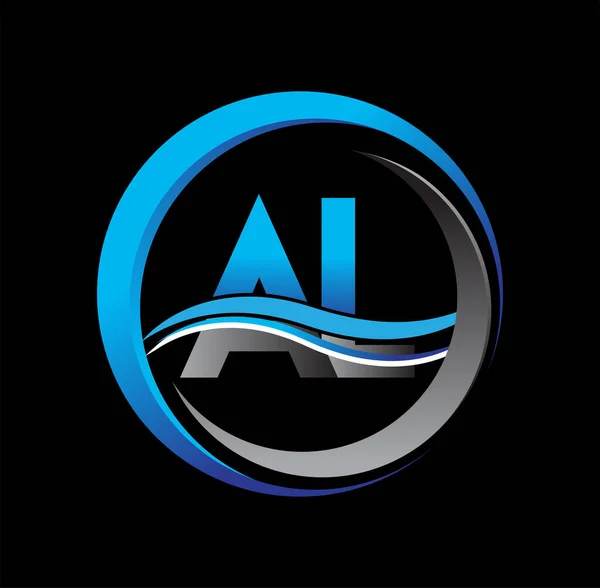 Початковий Логотип Літери Назва Компанії Синій Сірий Колір Колі Дизайн — стоковий вектор