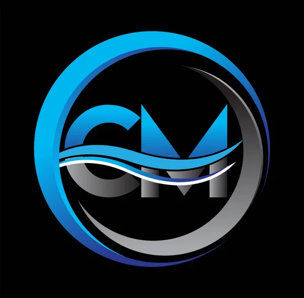 Počáteční Písmeno Logo Název Společnosti Modrá Šedá Barva Kružnici Swoosh — Stockový vektor