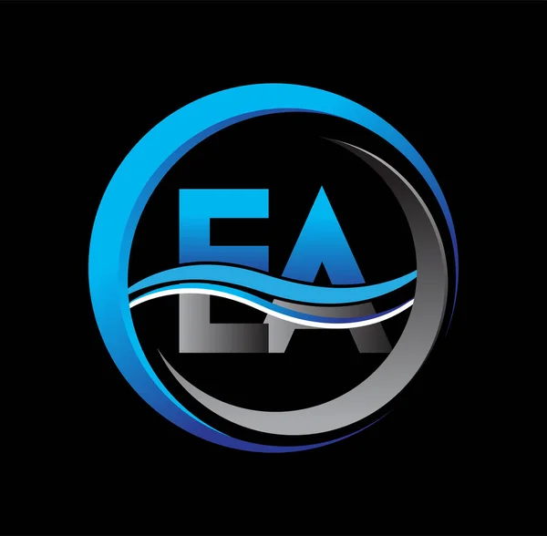 Logo Lettre Initiale Nom Entreprise Bleu Gris Couleur Sur Cercle — Image vectorielle