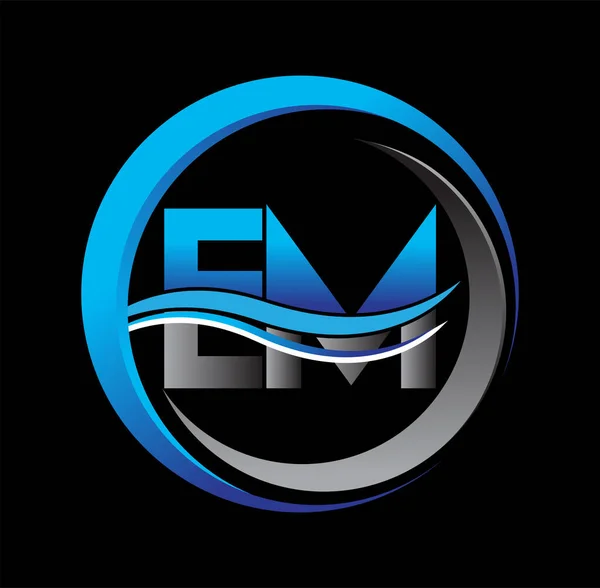 Lettre Initiale Logo Nom Entreprise Bleu Gris Couleur Sur Cercle — Image vectorielle