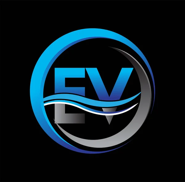Logotipo Inicial Letra Nombre Empresa Azul Gris Círculo Diseño Swoosh — Archivo Imágenes Vectoriales