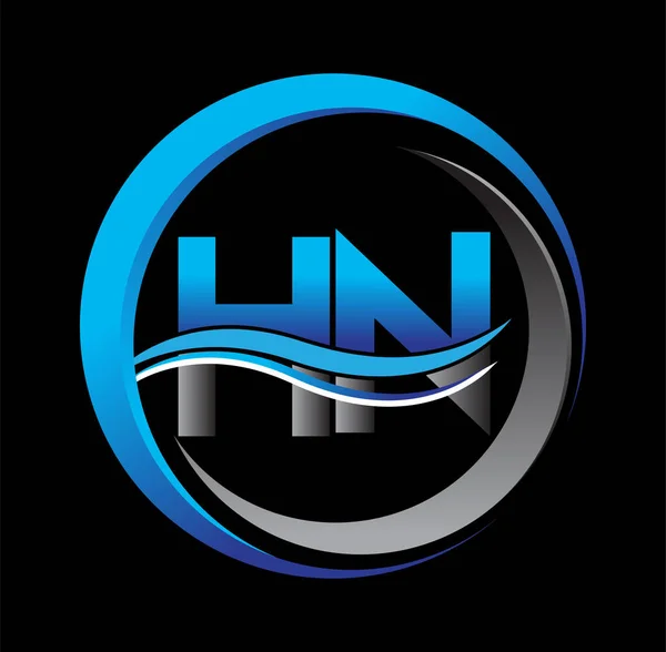 Eerste Letter Logo Bedrijfsnaam Blauw Grijs Kleur Cirkel Swoosh Ontwerp — Stockvector