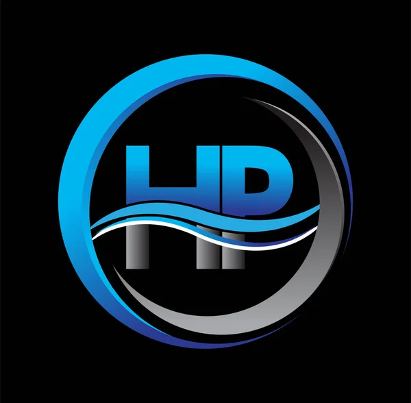 Logotipo Letra Inicial Nome Empresa Azul Cinza Cor Círculo Design —  Vetores de Stock