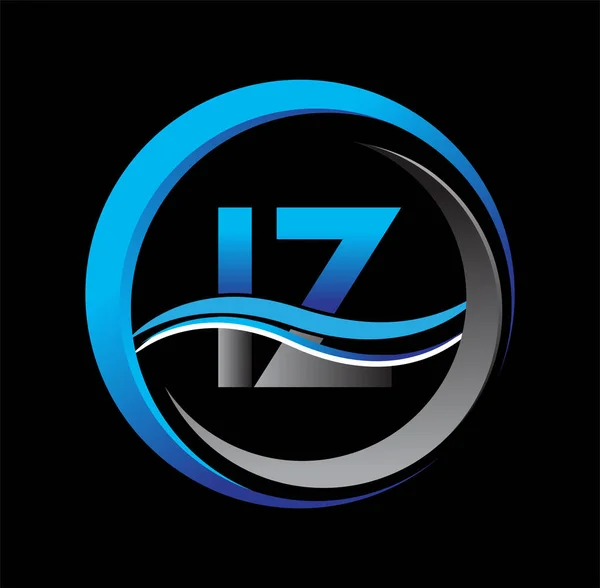 Początkowe Logo Litery Nazwa Firmy Niebieski Szary Kolor Okręgu Swoosh — Wektor stockowy