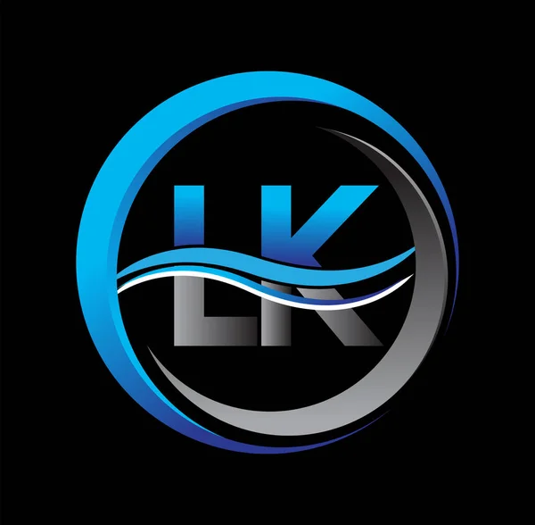 Начальная Буква Логотип Компании Название Синий Серый Цвет Круге Swoosh — стоковый вектор
