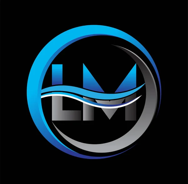 Počáteční Písmeno Logo Název Společnosti Modrá Šedá Barva Kružnici Swoosh — Stockový vektor