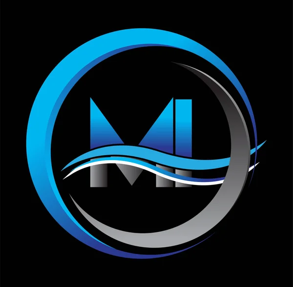 Початковий Літерний Логотип Компанії Назва Синьо Сірого Кольору Колі Дизайн — стоковий вектор