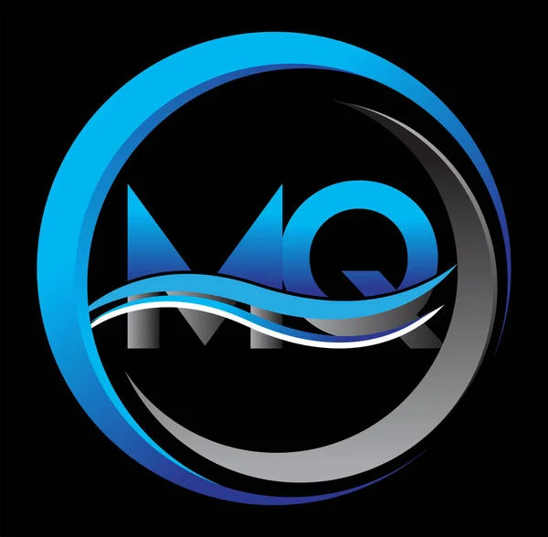 Första Bokstaven Logotyp Företagsnamn Blå Och Grå Färg Cirkel Och — Stock vektor