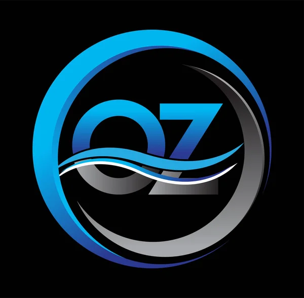 Начальная Буква Логотип Компании Название Синий Серый Цвет Круге Swoosh — стоковый вектор