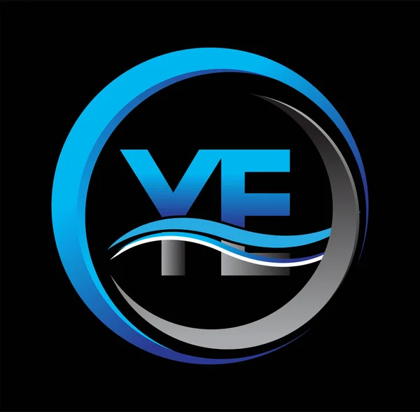 Logotipo Letra Inicial Nome Empresa Azul Cinza Cor Círculo Design — Vetor de Stock