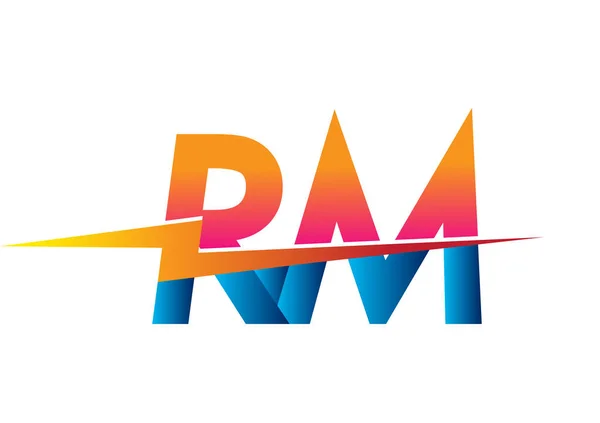 Letter RM Logo With Lightning Icon, Letter Combination Power