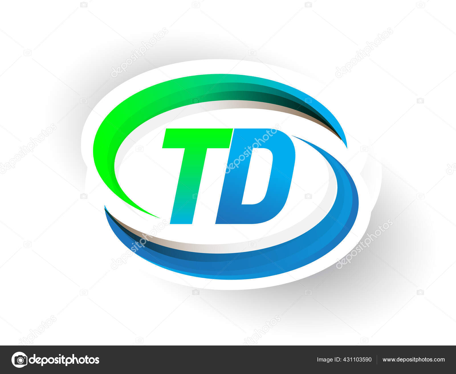 Initial Letter Logotype Company Name Colored Blue Green Swoosh.