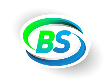 İlk harf BS logotype şirketi adı mavi ve yeşil renkli Swoosh tasarımı, modern logo konsepti. iş ve şirket kimliği için vektör logosu.