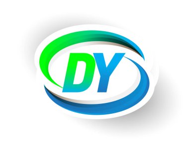 İlk harf DY logotype şirketi adı mavi ve yeşil renkli Swoosh tasarımı, modern logo konsepti. iş ve şirket kimliği için vektör logosu.
