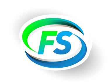 İlk harf FS logotype şirketi adı mavi ve yeşil renkli Swoosh tasarımı, modern logo konsepti. iş ve şirket kimliği için vektör logosu.