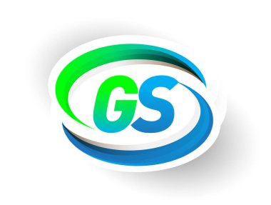 İlk harf GS logotype şirketi adı mavi ve yeşil renkli Swoosh tasarımı, modern logo konsepti. iş ve şirket kimliği için vektör logosu.