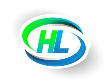 İlk harf HL logotype şirketi adı mavi ve yeşil renkli Swoosh tasarımı, modern logo konsepti. iş ve şirket kimliği için vektör logosu.