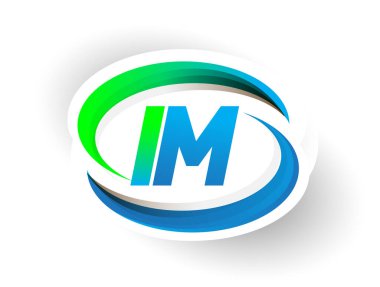 İlk harf IM logotype şirketi adı mavi ve yeşil renkli Swoosh tasarımı, modern logo konsepti. iş ve şirket kimliği için vektör logosu.