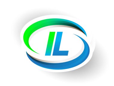 İlk harf IL logotype şirketi adı mavi ve yeşil renkli Swoosh tasarımı, modern logo konsepti. iş ve şirket kimliği için vektör logosu.