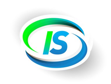 İlk harf logotype şirketi ismi mavi ve yeşil renkli Swoosh tasarımı, modern logo konsepti. iş ve şirket kimliği için vektör logosu.