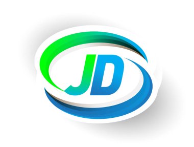 İlk harf JD logotype şirketi adı mavi ve yeşil renkli Swoosh tasarımı, modern logo konsepti. iş ve şirket kimliği için vektör logosu.