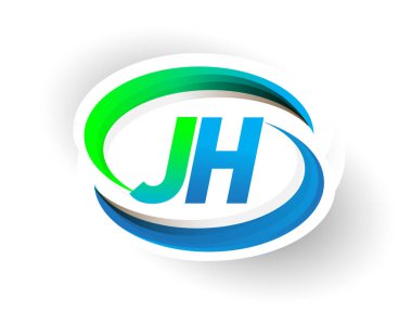 İlk harf JH logotype şirketi adı mavi ve yeşil renkli Swoosh tasarımı, modern logo konsepti. iş ve şirket kimliği için vektör logosu.