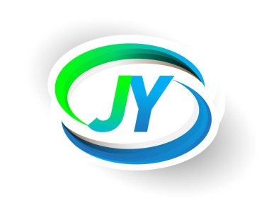 İlk harf JY logotype şirketi adı mavi ve yeşil renkli Swoosh tasarımı, modern logo konsepti. iş ve şirket kimliği için vektör logosu.