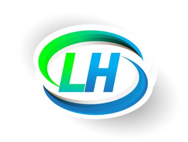 İlk harf LH logotype şirketi adı mavi ve yeşil renkli Swoosh tasarımı, modern logo konsepti. iş ve şirket kimliği için vektör logosu.