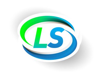 İlk harf LS logotype şirketi adı mavi ve yeşil renkli Swoosh tasarımı, modern logo konsepti. iş ve şirket kimliği için vektör logosu.