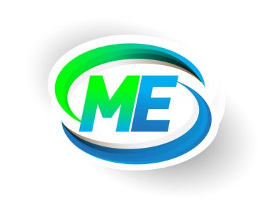 İlk harf ME logotype şirketi adı mavi ve yeşil renkli Swoosh tasarımı, modern logo konsepti. iş ve şirket kimliği için vektör logosu.