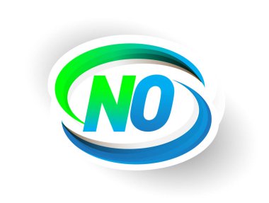 İlk harf HAYIR logotype şirketi adı mavi ve yeşil renkli Swoosh tasarımı, modern logo konsepti. iş ve şirket kimliği için vektör logosu.