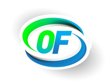 Logotype şirketinin ilk harfi mavi ve yeşil renkli Swoosh tasarımı, modern logo kavramı. iş ve şirket kimliği için vektör logosu.