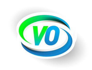 İlk harf VO logotype şirketi adı mavi ve yeşil renkli Swoosh tasarımı, modern logo konsepti. iş ve şirket kimliği için vektör logosu.