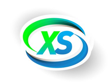 İlk harf XS logotype şirketi adı mavi ve yeşil renkli Swoosh tasarımı, modern logo konsepti. iş ve şirket kimliği için vektör logosu.