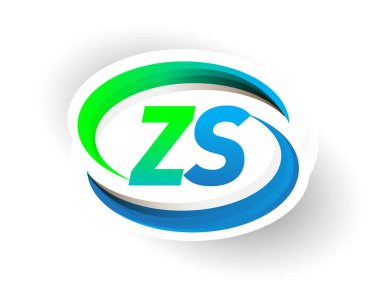 İlk harf ZS logotype şirketi adı mavi ve yeşil renkli Swoosh tasarımı, modern logo konsepti. iş ve şirket kimliği için vektör logosu.