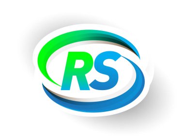 İlk harf RS logotype şirketi adı mavi ve yeşil Swoosh tasarımı, modern logo kavramı. iş ve şirket kimliği için vektör logosu.