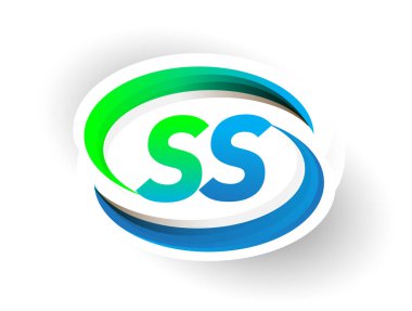 İlk harf SS logotype şirketi adı mavi ve yeşil renkli Swoosh tasarımı, modern logo konsepti. iş ve şirket kimliği için vektör logosu.