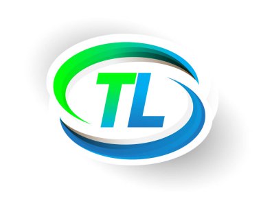 İlk harf TL logotype şirketi adı mavi ve yeşil renkli Swoosh tasarımı, modern logo konsepti. iş ve şirket kimliği için vektör logosu.