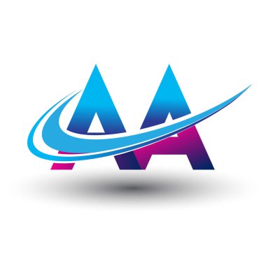 İlk harf AA logotype şirketi adı mavi ve morumsu çizim. iş ve şirket kimliği için vektör logosu.