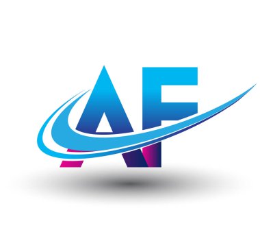 İlk harf AF logotype şirket adı mavi ve morumsu çizim. iş ve şirket kimliği için vektör logosu.