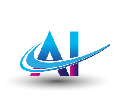 İlk harf AI logotype şirketi adı mavi ve morumsu çizim. iş ve şirket kimliği için vektör logosu.