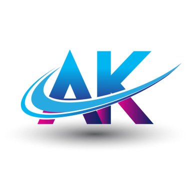 İlk harf AK logotype şirketi adı mavi ve morumsu desenli. iş ve şirket kimliği için vektör logosu.