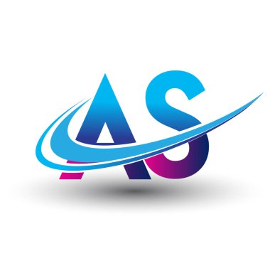 İlk harf AS logotype şirketi adı mavi ve morumsu çizim. iş ve şirket kimliği için vektör logosu.