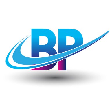 İlk harf BP logotype şirket adı mavi ve morumsu swoosh tasarımı. iş ve şirket kimliği için vektör logosu.